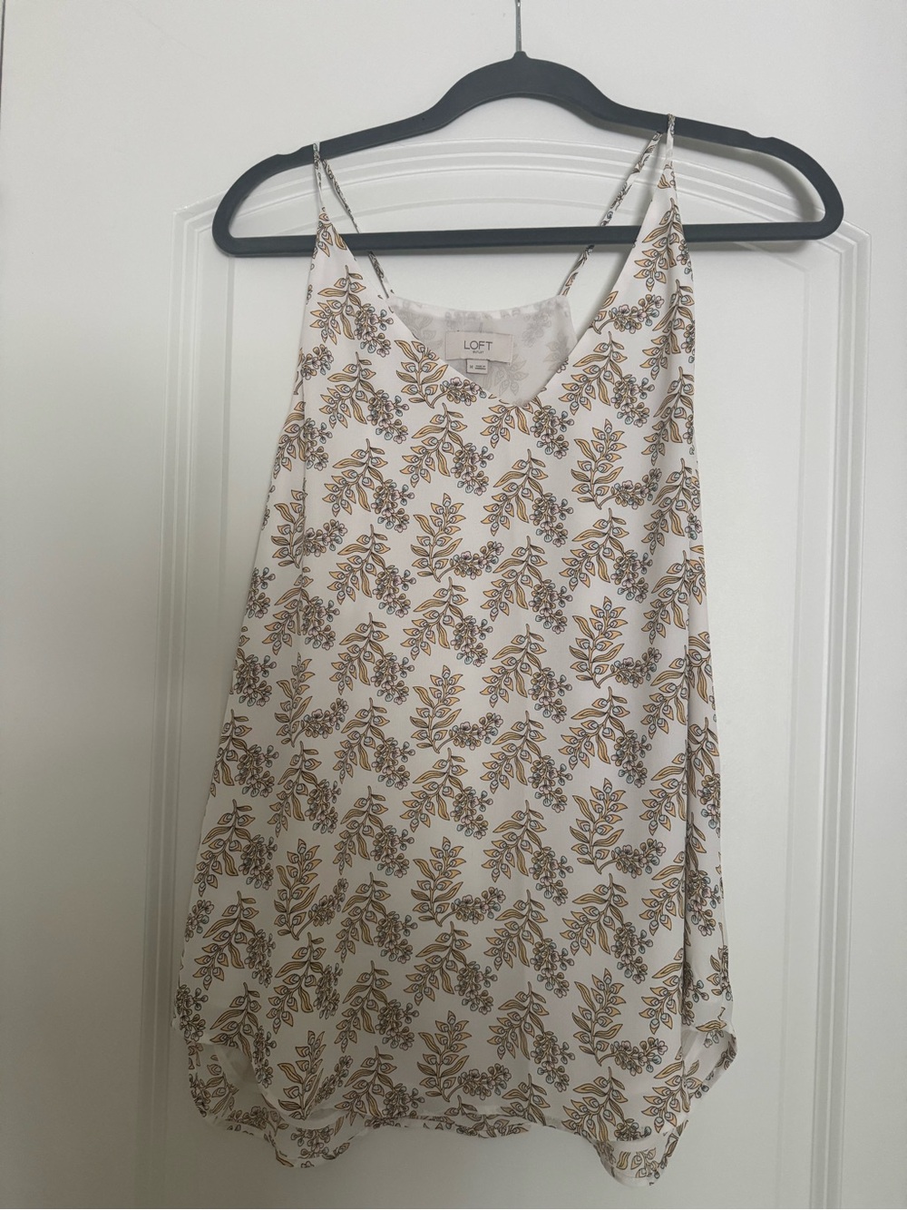 LOFT Cream Floral-Print Spaghetti Strap Camisole